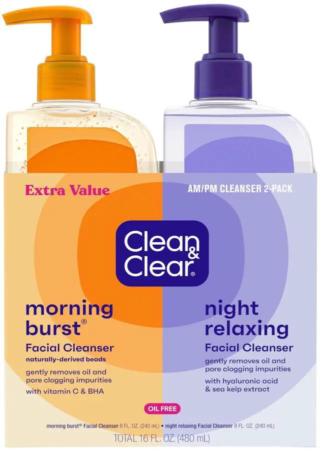Main image of 2-Pack Oil-Free Facial Cleansers with Citrus Scent, Morning Burst and Night Relaxing, 16 oz