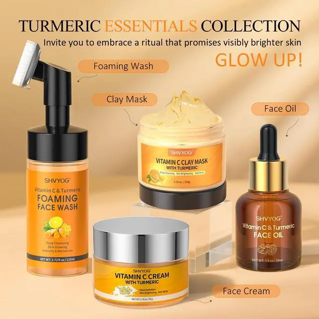Alt view image 7 of 7 - Vitamin C Turmeric Face Wash, Turmeric Foaming Facial Cleanser for Dark Spot, Uneven Skin Tone, Skin Cleansing, Moisturizing, Exfoliating Facial Cleanser with Brush,Unisex