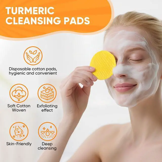 Alt view image 7 of 7 - Turmeric Face Pads 50 Pcs, Turmeric Soap & Turmeric Face Wash with Brush