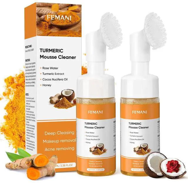 Main image of 2pcs Turmeric Face Wash Set, Turmeric Foaming Facial Cleanser for All Skin