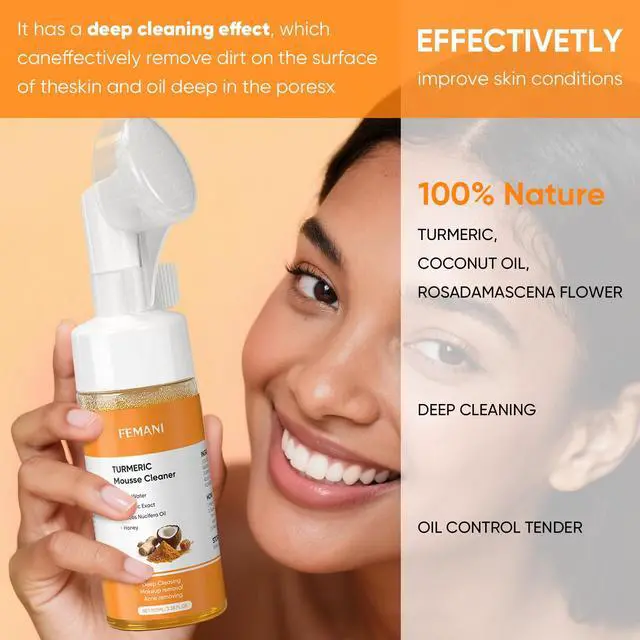 Alt view image 3 of 7 - 2pcs Turmeric Face Wash Set, Turmeric Foaming Facial Cleanser for All Skin