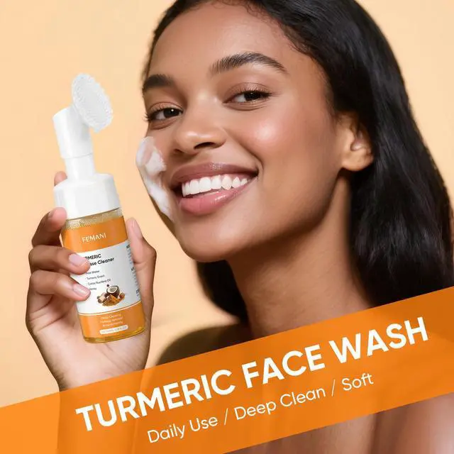 Alt view image 4 of 7 - 2pcs Turmeric Face Wash Set, Turmeric Foaming Facial Cleanser for All Skin
