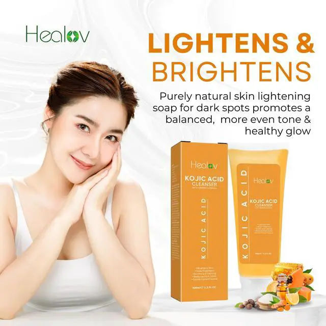 Alt view image 2 of 7 - Kojic Acid Soap for Hyperpigmentation Skin Brightening Kojic Papaya Face and Body Wash Dark Spot Soap Reduces Acne, Scars, and Evens Skin Tone Turmeric Facial Cleanser for Brighter Glowing Look