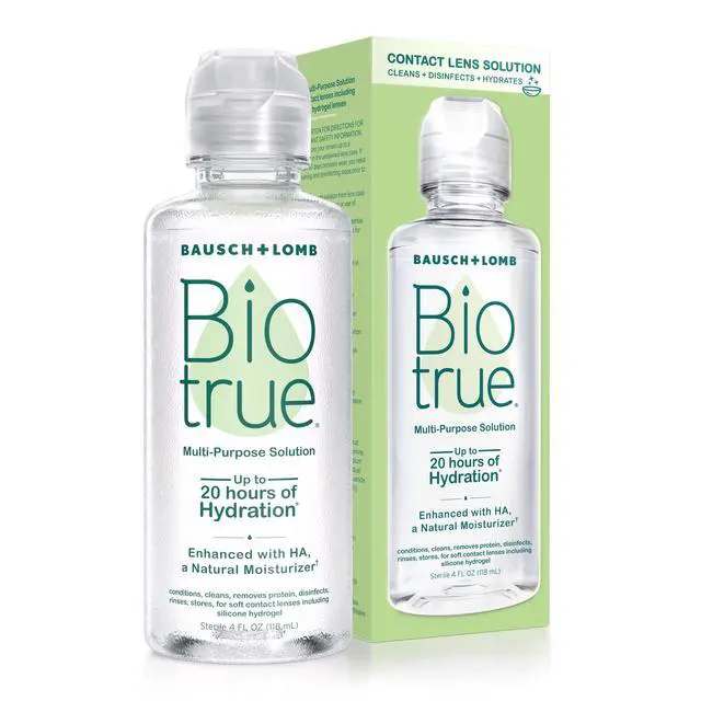 Main image of Contact Solution, Multi-Purpose Lens Solution for Soft Lenses, Cleans, Disinfects, Removes Protein Build-Up, Dirt & Debris, Hydrates, Stores & Conditions Contacts, 4 Fl Oz (Pack of 1)