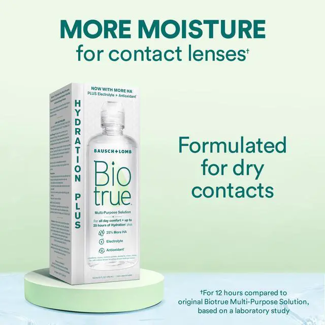 Alt view image 2 of 7 - Hydration Plus Contact Lens Solution with Lens Case, Multi-Purpose Solution for Soft Lenses, Hydrates with Hyaluronan, Cleans, Clears, and Disinfects for All-Day Comfort, 10 Fl Oz (Pack of 1)