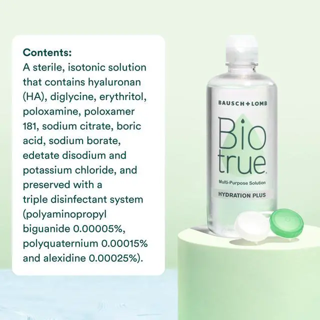 Alt view image 6 of 7 - Hydration Plus Contact Lens Solution with Lens Case, Multi-Purpose Solution for Soft Lenses, Hydrates with Hyaluronan, Cleans, Clears, and Disinfects for All-Day Comfort, 10 Fl Oz (Pack of 1)