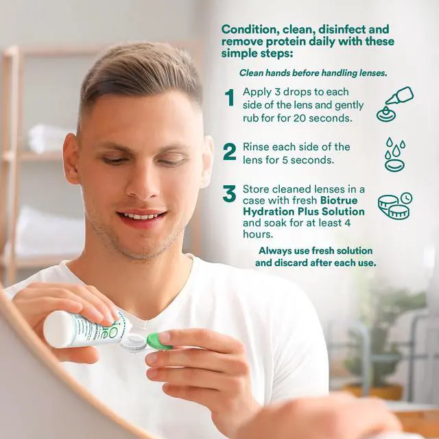 Alt view image 6 of 7 - Hydration Plus Contact Lens Solution with Lens Case, Multi-Purpose Solution for Soft Lenses, Hydrates with Hyaluronan, Cleans, Clears, and Disinfects for All-Day Comfort, 2 Fl Oz (Pack of 2)