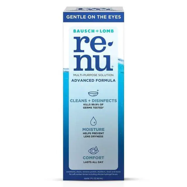 Alt view image 2 of 7 - Renu Advanced Formula Multi-Purpose Solution, Gentle on Eyes, Cleans & Disinfects, Moisturizes for Comfort, Travel Size 2 fl oz (Pack of 2)