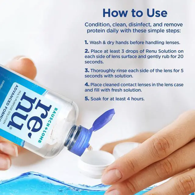 Alt view image 6 of 7 - Contact Lens Solution, Advanced Formula, Multi-Purpose Solution with Lens Case, Travel Kit, Gently Cleans, Disinfects, Moisturizes & Hydrates Soft Lenses for All-Day Comfort, 2 FL Oz