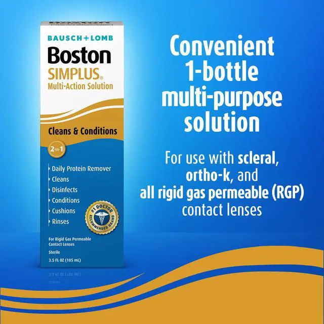 Alt view image 3 of 7 - SIMPLUS Multi-Action Solution, Cleans & Conditions Rigid Gas Permeable (RGP) Lens, Daily Protein Remover, 3.5 Fl Oz
