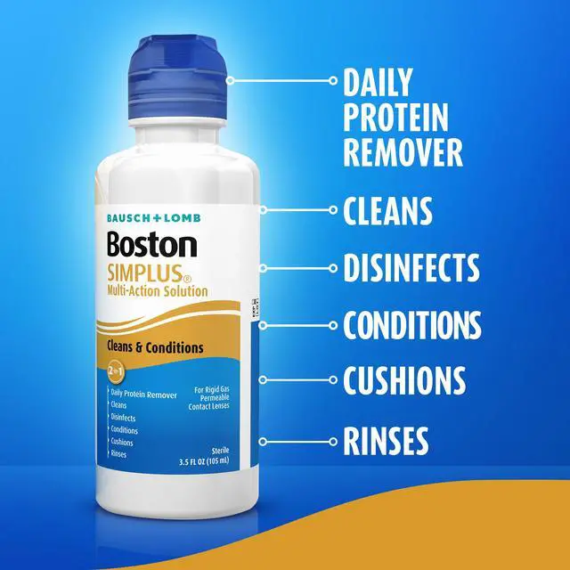 Alt view image 4 of 7 - SIMPLUS Multi-Action Solution, Cleans & Conditions Rigid Gas Permeable (RGP) Lens, Daily Protein Remover, 3.5 Fl Oz