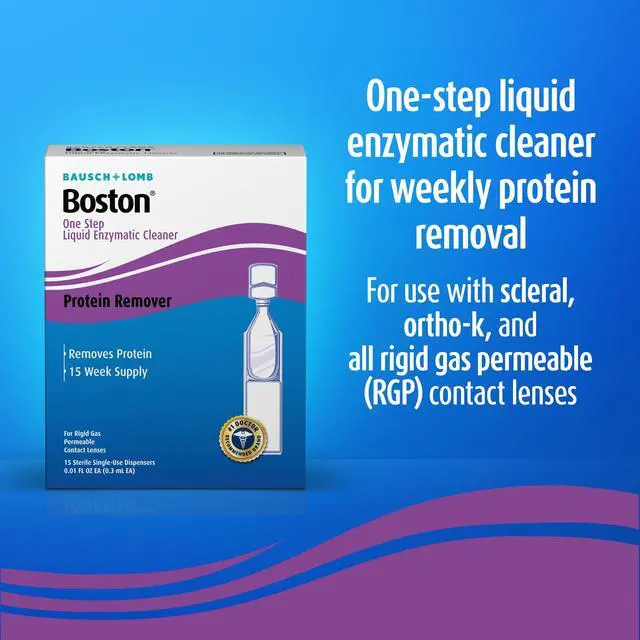 Alt view image 2 of 7 - One Step Liquid Enzymatic Cleaner, Preservative-Free Protein Remover for Rigid Gas Permeable (RGP) Lens, Sterile Single-Use Dispensers, 15 Count