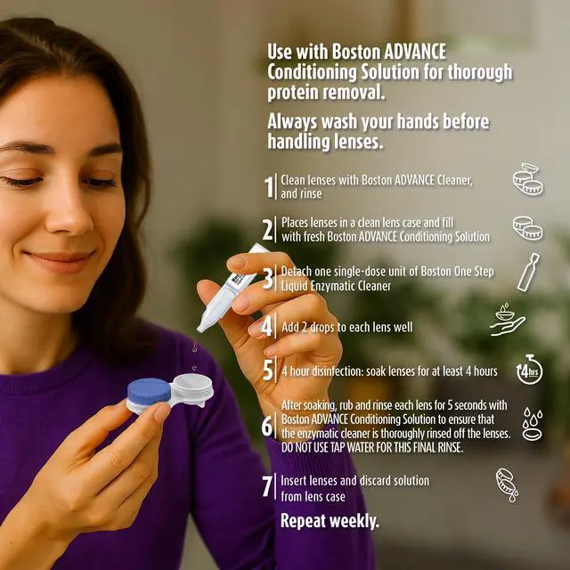 Alt view image 6 of 7 - One Step Liquid Enzymatic Cleaner, Preservative-Free Protein Remover for Rigid Gas Permeable (RGP) Lens, Sterile Single-Use Dispensers, 15 Count