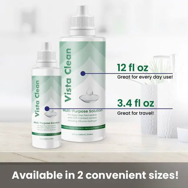 Alt view image 2 of 5 - Vista Clean Multi-Purpose Solution for Scleral and Gas Permeable Contact Lenses, Includes Lens Case (3.4 fl oz)