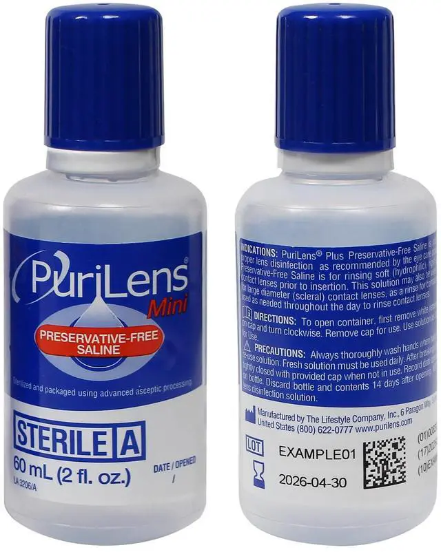 Alt view image 3 of 7 - Mini Preservative-Free Contact Lens Saline 60ml (2 fl. oz.) 2 Pack