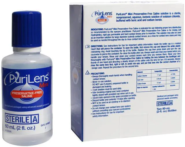 Alt view image 2 of 7 - Mini Preservative-Free Contact Lens Saline 60ml (2 fl. oz.) 2 Pack