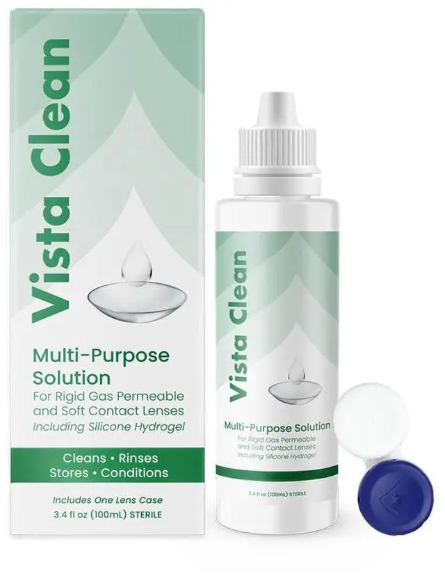 Main image of Vista Clean Multi-Purpose Solution for Scleral and Gas Permeable Contact Lenses, 3.4 fl oz, Includes Lens Case