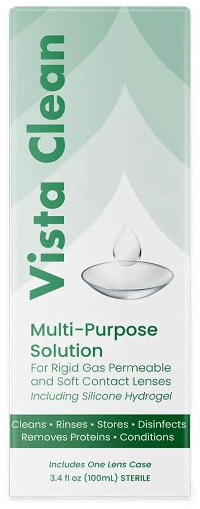 Alt view image 2 of 7 - Vista Clean Multi-Purpose Solution for Scleral and Gas Permeable Contact Lenses, 3.4 fl oz, Includes Lens Case