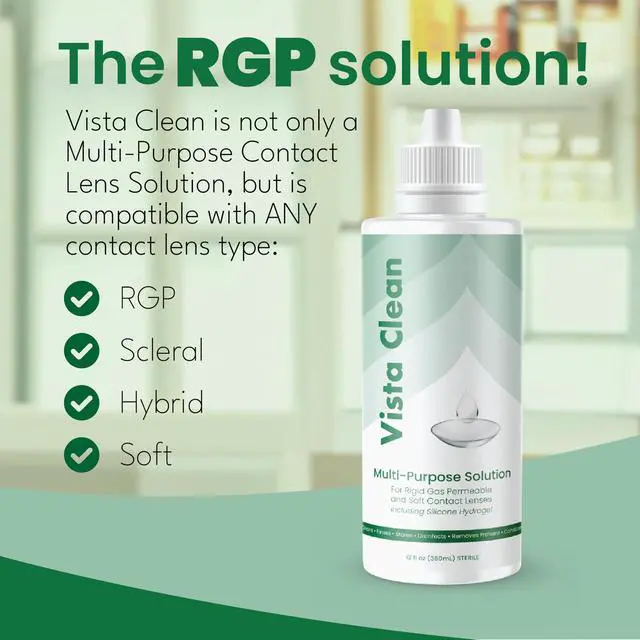 Alt view image 3 of 7 - Vista Clean Multi-Purpose Solution for Scleral and Gas Permeable Contact Lenses, 3.4 fl oz, Includes Lens Case