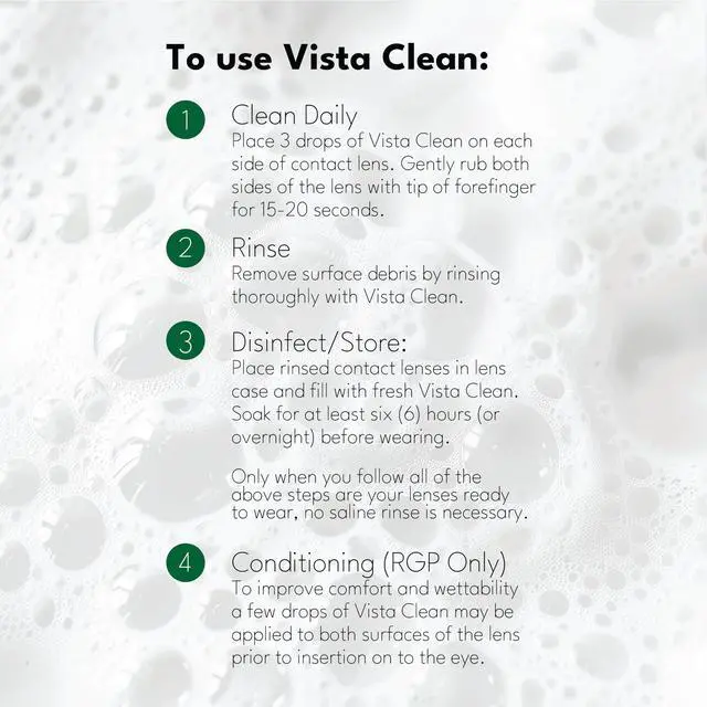 Alt view image 6 of 7 - Vista Clean Multi-Purpose Solution for Scleral and Gas Permeable Contact Lenses, 3.4 fl oz, Includes Lens Case