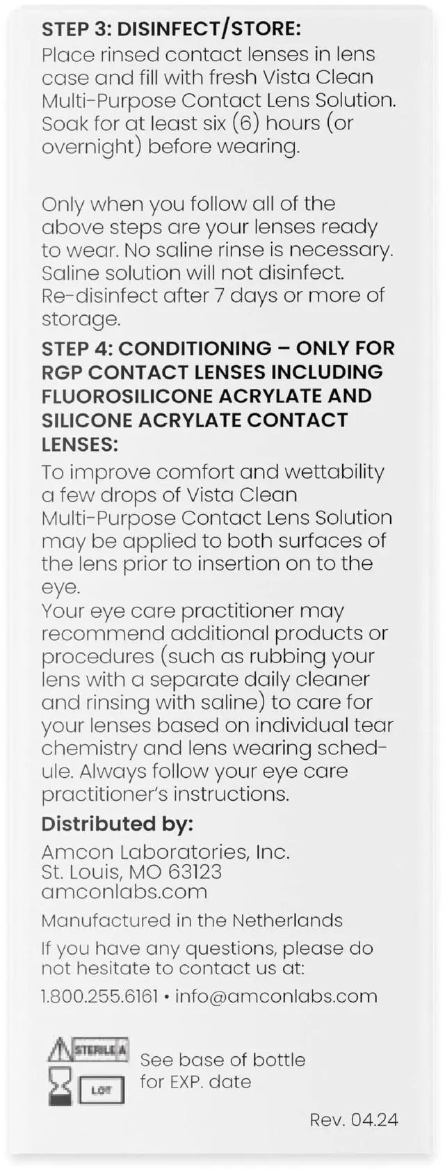 Alt view image 7 of 7 - Vista Clean Multi-Purpose Solution for Scleral and Gas Permeable Contact Lenses, 3.4 fl oz, Includes Lens Case
