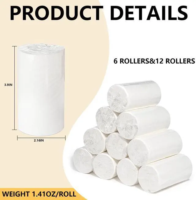 Alt view image 2 of 7 - 6 Pack Camp Travel Toilet Paper,Portable 4-Ply Camping Toilet To Go Tissue
