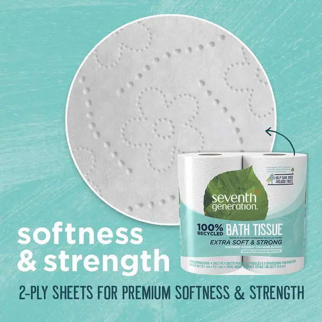 Alt view image 7 of 7 - Bath Tissue Toilet Paper Chlorine Free 2 Ply Toilet Paper 100% Recycled Paper 4 Count (Pack of 1)