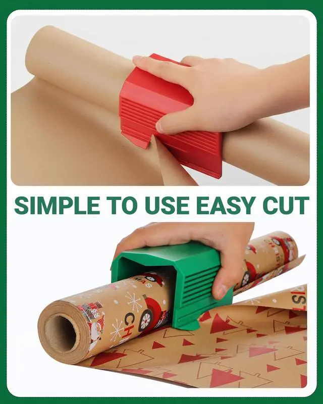 Alt view image 3 of 7 - 2PC Wrapping Paper Cutter Set | Gift Wrap Cutter Dual Blade Desktop Paper Roll Trimmer for Small Medium Jumbo Rolls | Wrapping Paper Roll Cutting Tool | Gift Wrap Gadgets for Crafts
