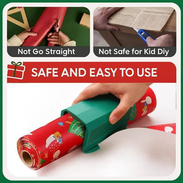 Alt view image 6 of 7 - 2PC Wrapping Paper Cutter Set | Gift Wrap Cutter Dual Blade Desktop Paper Roll Trimmer for Small Medium Jumbo Rolls | Wrapping Paper Roll Cutting Tool | Gift Wrap Gadgets for Crafts