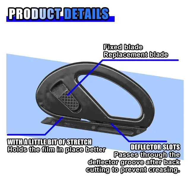 Alt view image 4 of 6 - 2PCS Wrapping Paper Cutter, Snitty Safety Vinyl Film Cutting Tool with Blade, Carbon Fiber Utility Knife, Craft Knife, Suitable for Window Tint Car Wrap, Craft Making (Black)