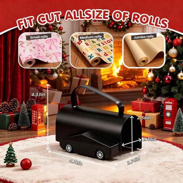 Alt view image 2 of 6 - Wrapping Paper Cutter, Paper Cutter Slider Fit for Any Diameter Paper Roll, 3 Replaceable Blade for Smooth Straight Cuts, Gift Wrap Cutter with Handle, Easy Paper Cutting Tool for Holidays Birthday