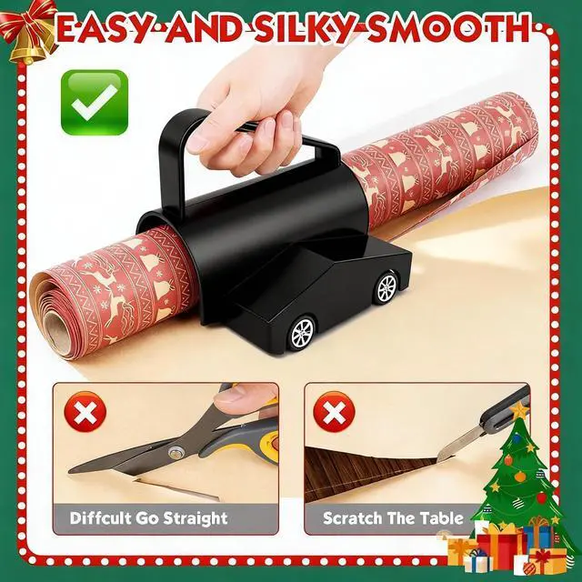 Alt view image 3 of 6 - Wrapping Paper Cutter, Paper Cutter Slider Fit for Any Diameter Paper Roll, 3 Replaceable Blade for Smooth Straight Cuts, Gift Wrap Cutter with Handle, Easy Paper Cutting Tool for Holidays Birthday