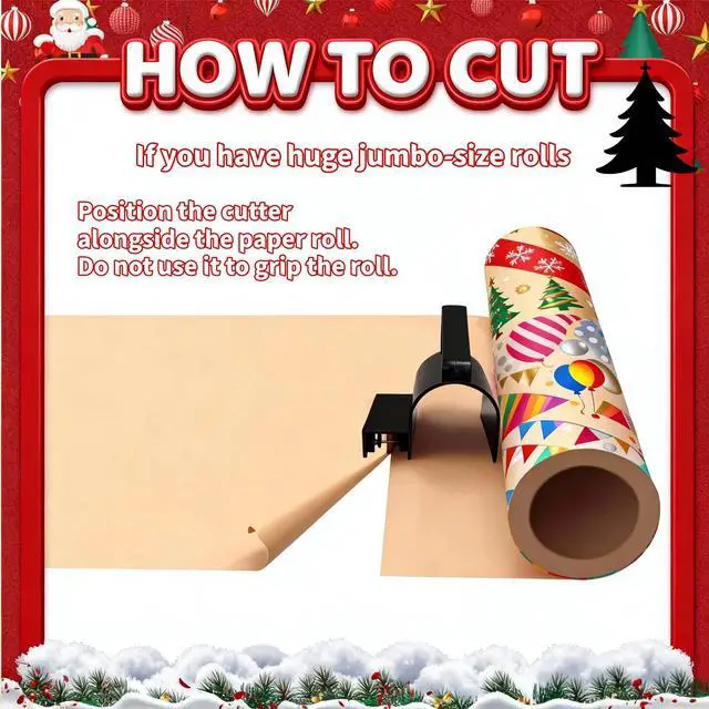Alt view image 6 of 6 - Wrapping Paper Cutter, Paper Cutter Slider Fit for Any Diameter Paper Roll, 3 Replaceable Blade for Smooth Straight Cuts, Gift Wrap Cutter with Handle, Easy Paper Cutting Tool for Holidays Birthday