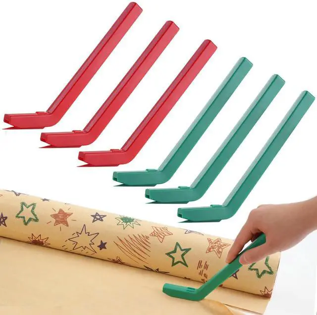 Main image of 6-Pack Wrapping Paper Cutter Set | Safe and Easy Gift Wrap Cutter for Christmas and Birthday | Wrapping Paper Cutter Slider for Home, Office or Classroom (Red & Green)