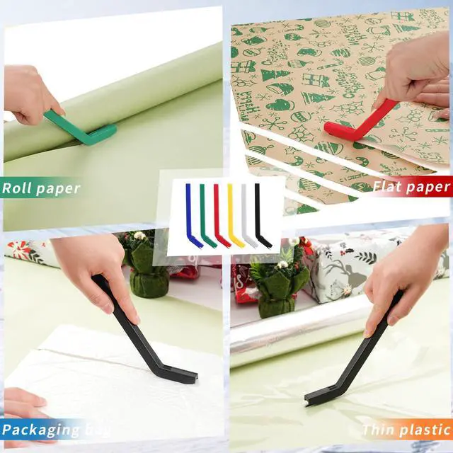 Alt view image 5 of 6 - 6-Pack Wrapping Paper Cutter Set | Safe and Easy Gift Wrap Cutter for Christmas and Birthday | Wrapping Paper Cutter Slider for Home, Office or Classroom (Red & Green)