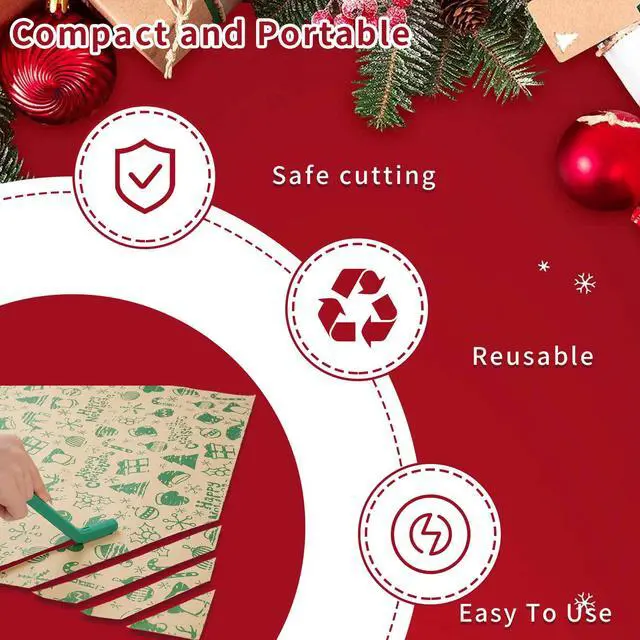 Alt view image 3 of 6 - 6-Pack Wrapping Paper Cutter Set | Safe and Easy Gift Wrap Cutter for Christmas and Birthday | Wrapping Paper Cutter Slider for Home, Office or Classroom (Red & Green)