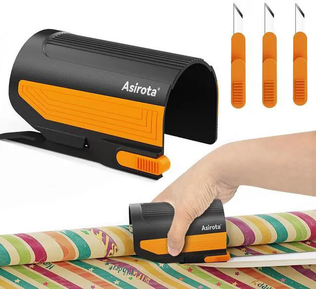 Main image of Wrapping Paper Cutter with 3 Replaceable Blades,Slider Wrap Cutter for Gift Wrapping Accessories,Gift Wrap Cutter Tool for Holiday Gift Wrapping, Paper Cutter for Birthday Christmas