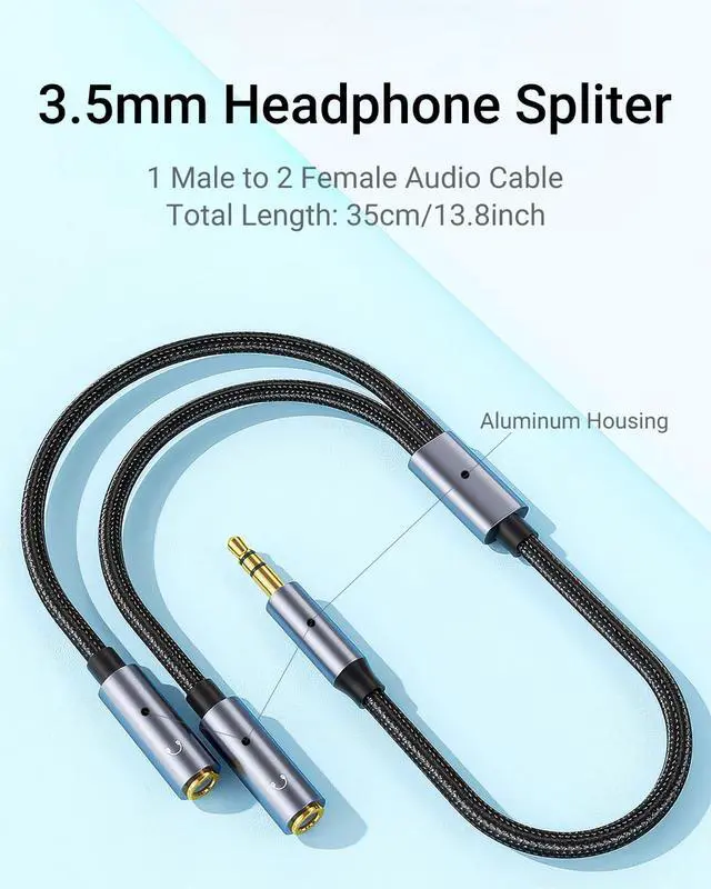 Alt view image 2 of 7 - Adapter Cables for Headphones, 1 Male to 2 Female Adapter