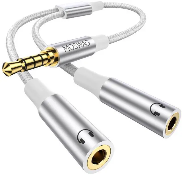 Main image of 3.5mm TRRS Headphone Splitter, 3.5mm AUX Jack Cable 1 in 2 Out