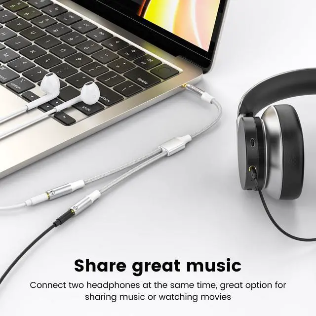 Alt view image 3 of 6 - 3.5mm TRRS Headphone Splitter, 3.5mm AUX Jack Cable 1 in 2 Out