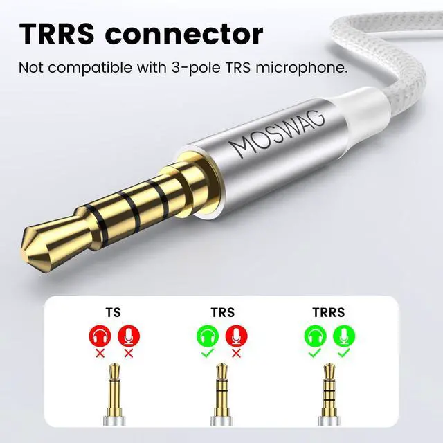 Alt view image 5 of 6 - 3.5mm TRRS Headphone Splitter, 3.5mm AUX Jack Cable 1 in 2 Out