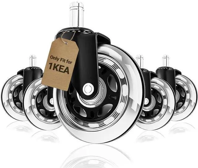 Main image of 3" Office Chair Caster Wheels with 10mm Stem 1KEA ONLY, Heavy-Duty Rubber Chair Casters Replacement Set of 5, Desk Chair Wheels, Quiet & Smooth Rolling for All Floors (Hardwood, Carpet)
