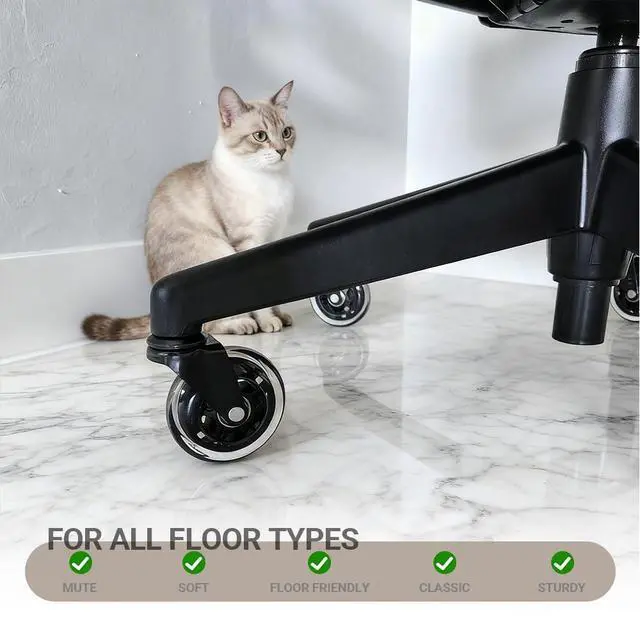 Alt view image 7 of 7 - 3" Office Chair Caster Wheels with 10mm Stem 1KEA ONLY, Heavy-Duty Rubber Chair Casters Replacement Set of 5, Desk Chair Wheels, Quiet & Smooth Rolling for All Floors (Hardwood, Carpet)