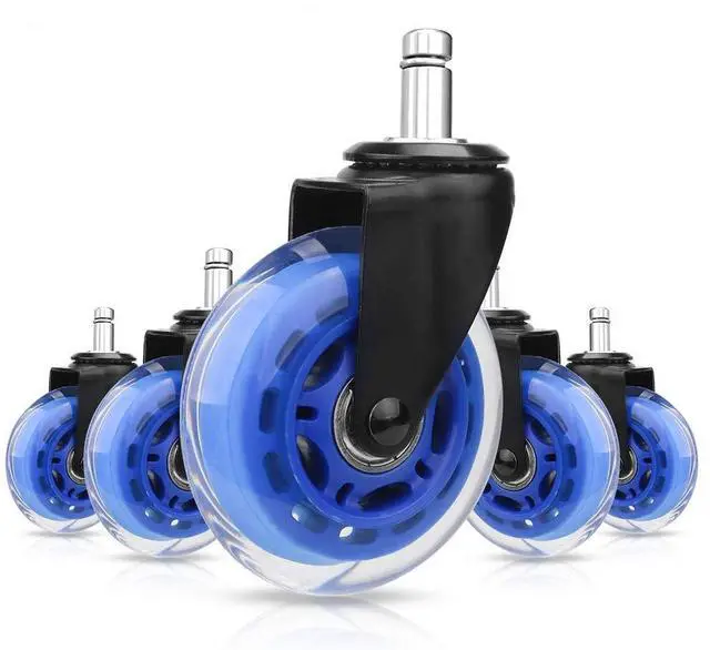 Main image of Office Chair Caster Replacement Wheel for Hardwood Floor and Carpet, Heavy Duty Universal Floor Safe Caster Set of 5,Rubber Wheels Office Chair to Replace Office Chair mats,fits 98% Chairs