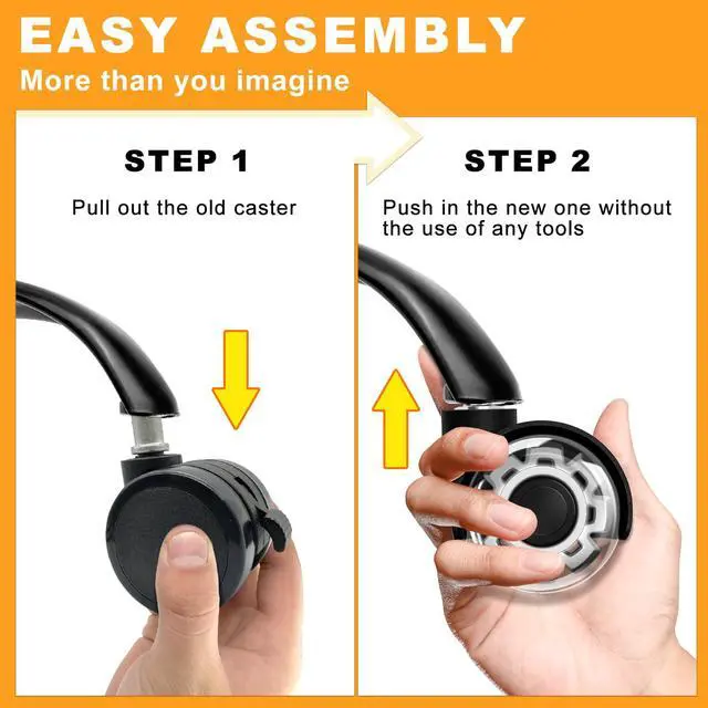 Alt view image 7 of 7 - Office Chair Wheels, 2 Inch Smooth & Quiet Rolling Casters Replacement, Computer Gaming Chair Casters for All Hardwood Floors & Carpet, Smooth Safe Rubber Wheels-Set of 5, Grey