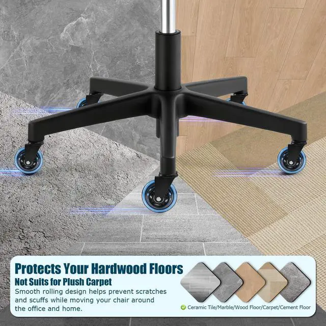 Alt view image 5 of 7 - Office Chair Wheels 3 Inch, Set of 5, 880LBS Heavy Duty Casters, Blue