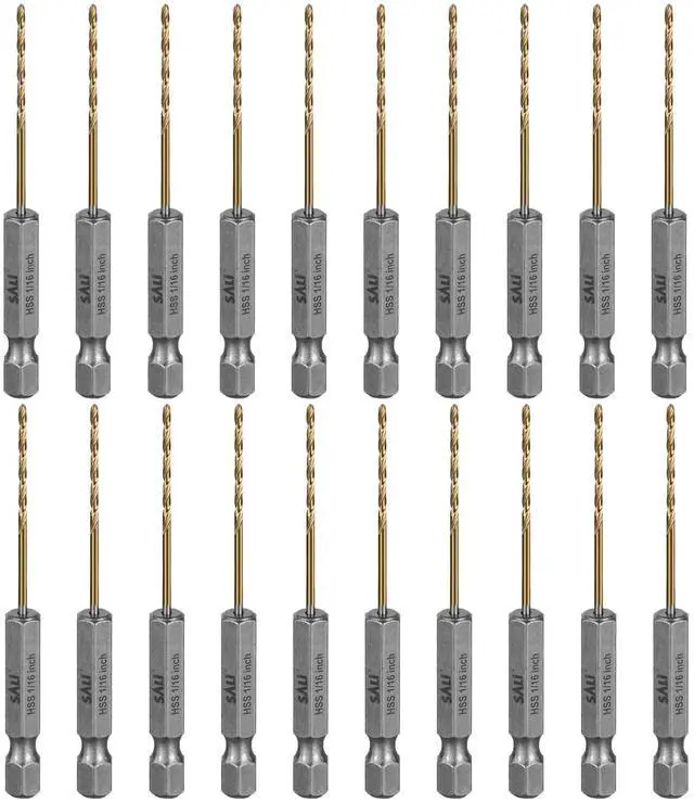 Main image of Cobalt Drill Bit Set,20 Pack 1/16 Inch High Speed Steel Hex Shank Jobber Drill Bits, for Hardwood, Aluminum,Metal,Copper,Alloyed Steel