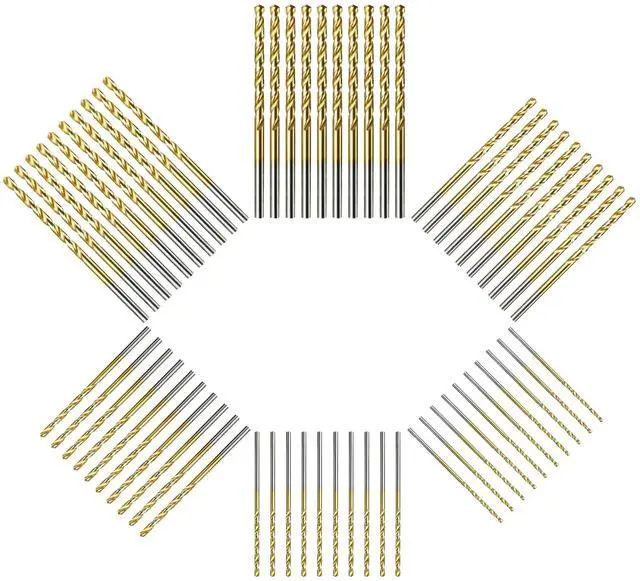 Main image of 60Pcs Micro Drill Bits Set 1/8 1/16 3/64 5/64 3/32 7/64 Jobber Length Twist Drill Bit Set for Steel Wood Plastic Aluminum Alloy