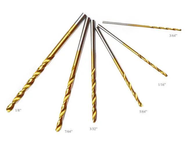 Alt view image 5 of 7 - 60Pcs Micro Drill Bits Set 1/8 1/16 3/64 5/64 3/32 7/64 Jobber Length Twist Drill Bit Set for Steel Wood Plastic Aluminum Alloy