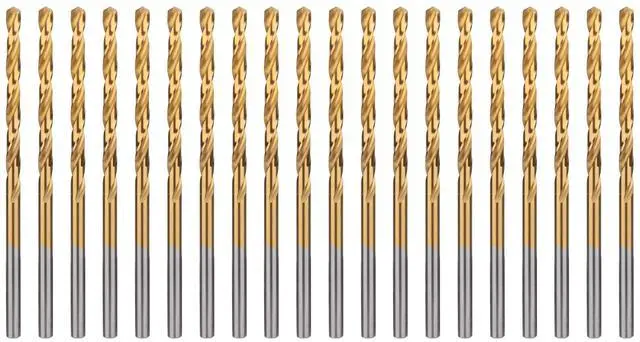 Main image of 1/16" Titanium Drill Bits, HSS Metal Jobber Length Twist Drill Bits, 135° Split Point, Suitable for Drilling in Metal, Plastic, Wood, Pack of 20pcs